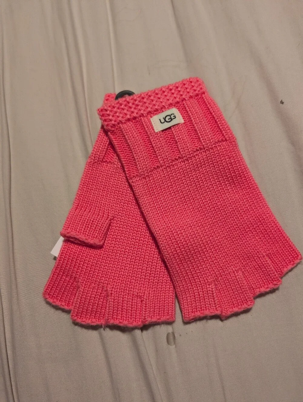 UGG Pink Knit Fingerless Gloves